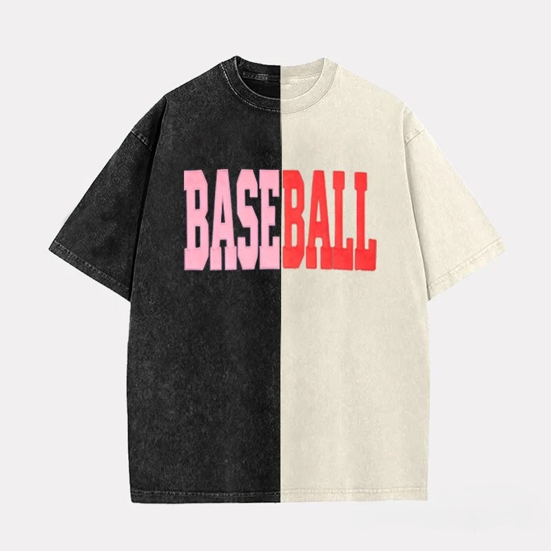 Proudstitch Fabric Applique MAMA Two Tone Embroidered Vintage Washed T-Shirt For Game Day