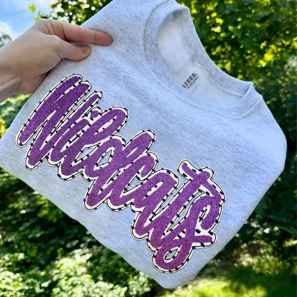 Personalized School Spirit  Applique Sweatshirt Glittered Applique Embroidery Team Name Apparel