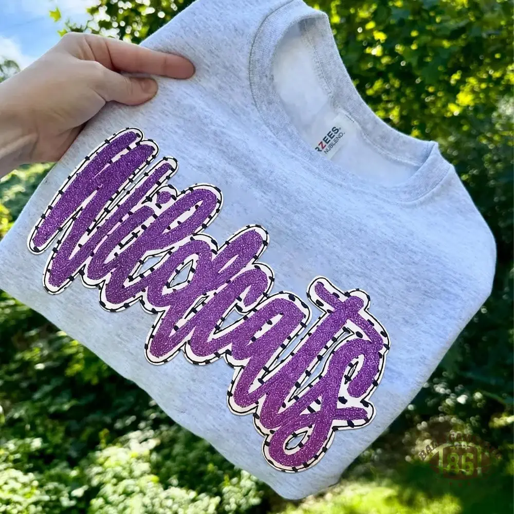 Personalized School Spirit  Applique Sweatshirt Glittered Applique Embroidery Team Name Apparel