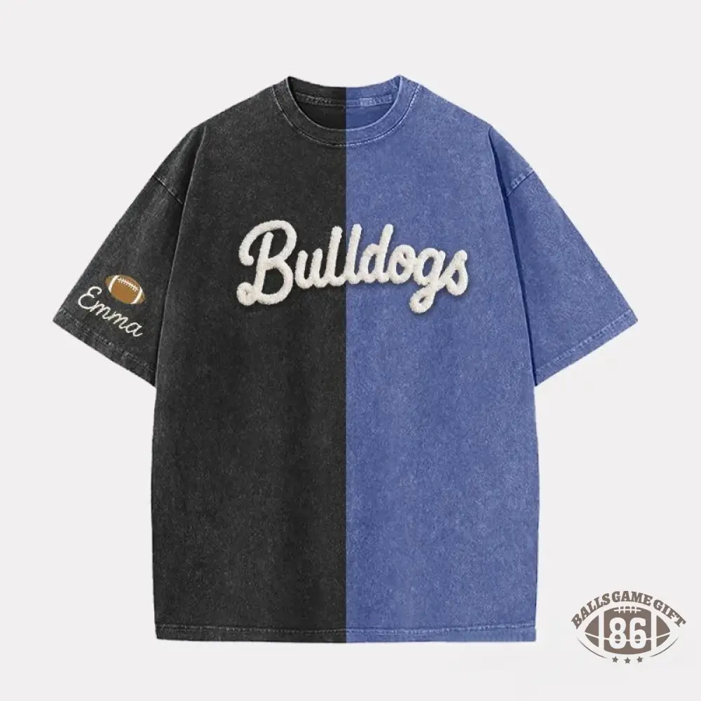 Personalized Chenille YARN EMBROIDERED Game Day Two Tone Washed T-shirt