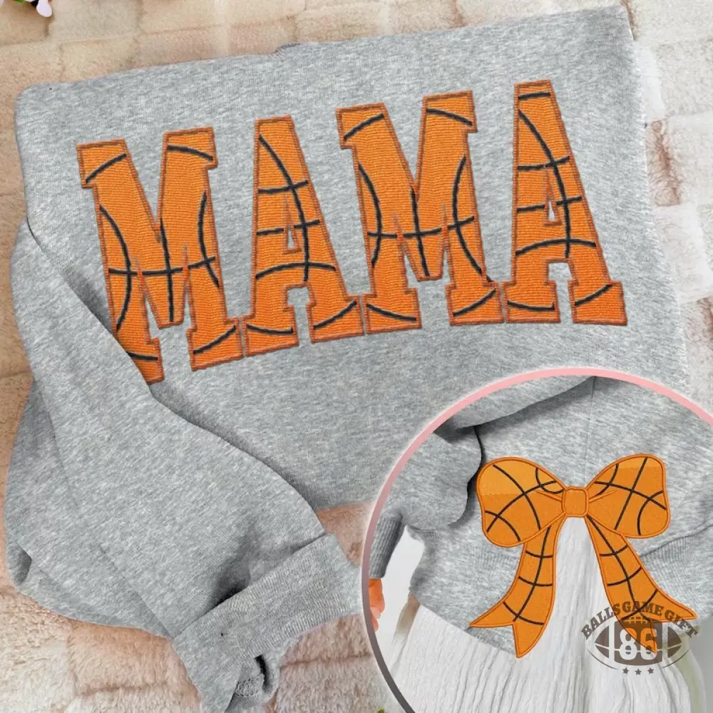 MAMA Basketball Coquette Side Bow Sweatshirt Retro Trendy Coquete Lover Sweater | Gifts for Sports Mom