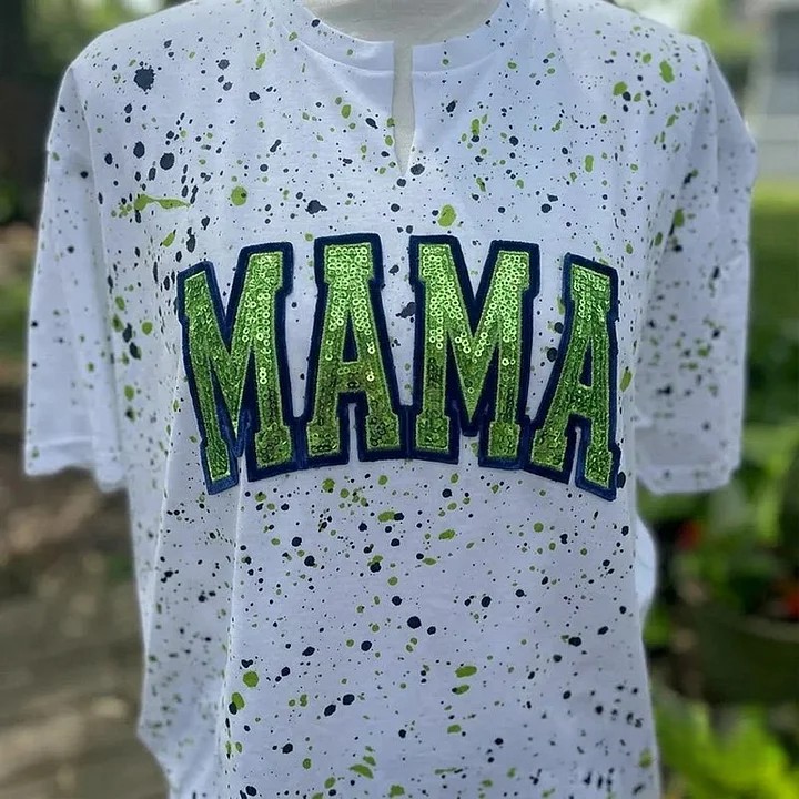 Personalized Custom Mascot Sequin Dot Sweatshirt Velvet Mothers Day Gift for Mom