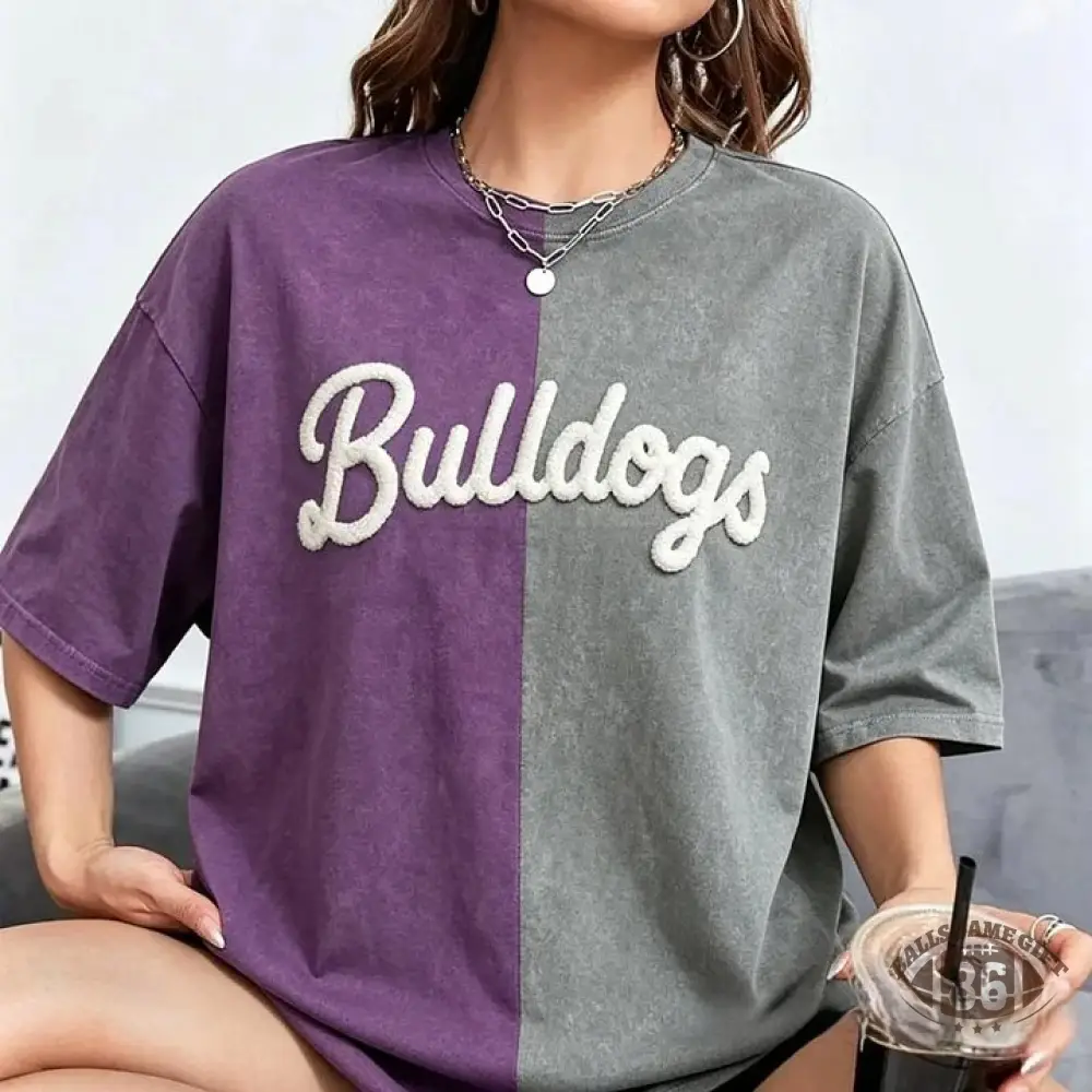 Personalized Chenille YARN EMBROIDERED Game Day Two Tone Washed T-shirt