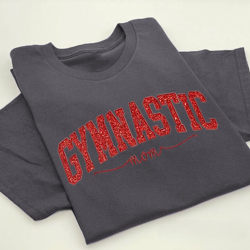 Proudstitch Personalized Custom Gymnastic Glitter Embroidery T-Shirt Gymnastic Family Gifts