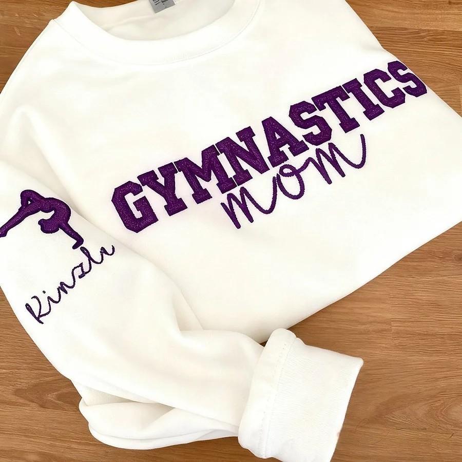 Personalized Embroidered Gymnastics Mom Sweatshirt Custom Gymnastic Crewneck