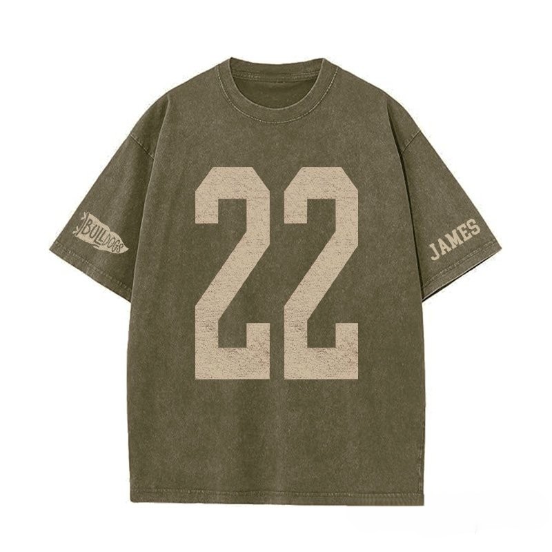 Proudstitch Custom Vintage Varsity Number or Letter Sport Team Washed T-Shirt