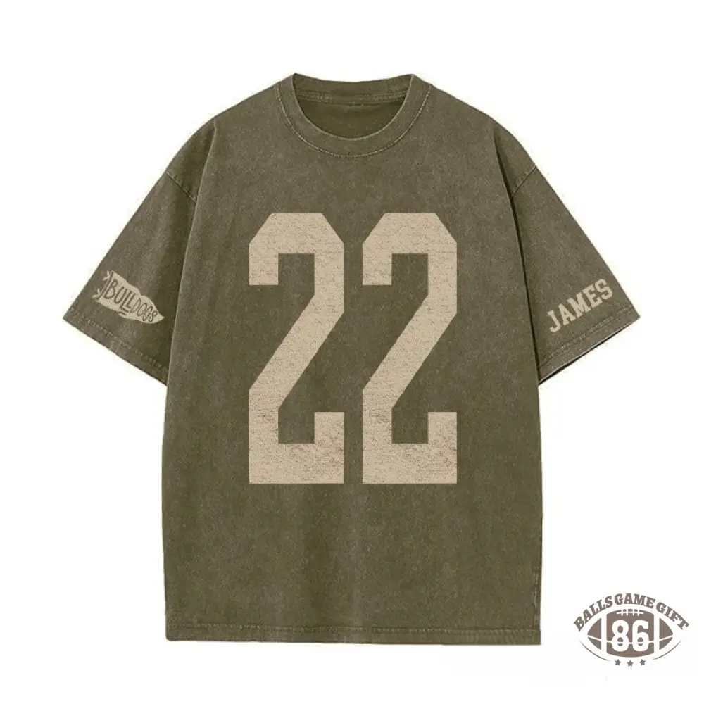 Proudstitch Custom Vintage Varsity Number or Letter Sport Team Washed T-Shirt