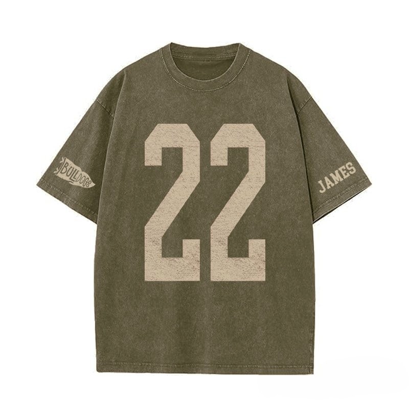 Custom Vintage Varsity Sport Team Number or Letter Washed T-Shirt Crewneck and Hoodie