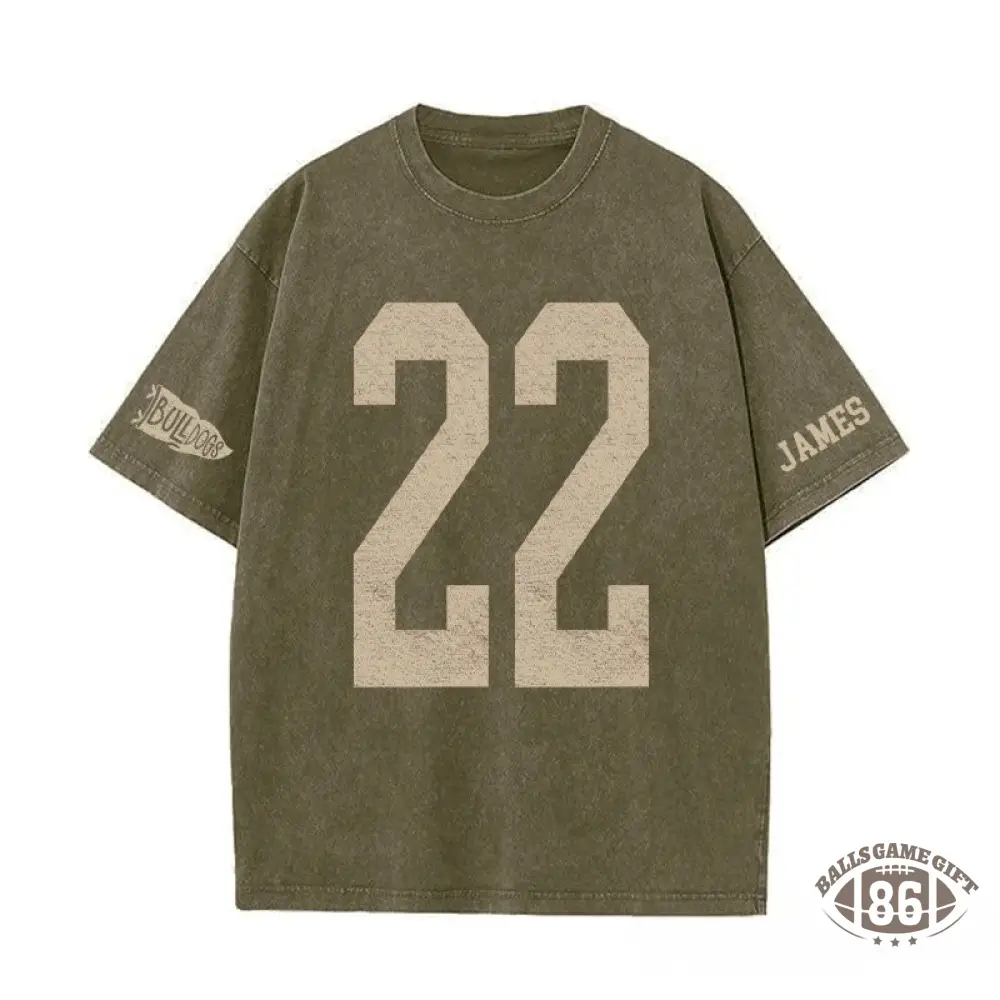Custom Vintage Varsity Sport Team Number or Letter Washed T-Shirt Crewneck and Hoodie