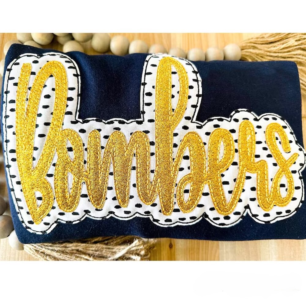 Personalized School Spirit  Applique Sweatshirt Glittered Applique Embroidery Team Name Apparel