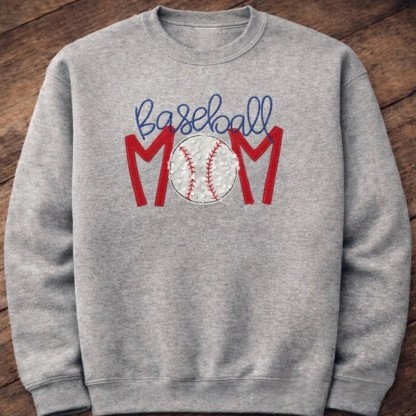 Proudstitch Baseball Mom Sequins Embroidered Apparel Custom Baseball Mom Sweatshirt