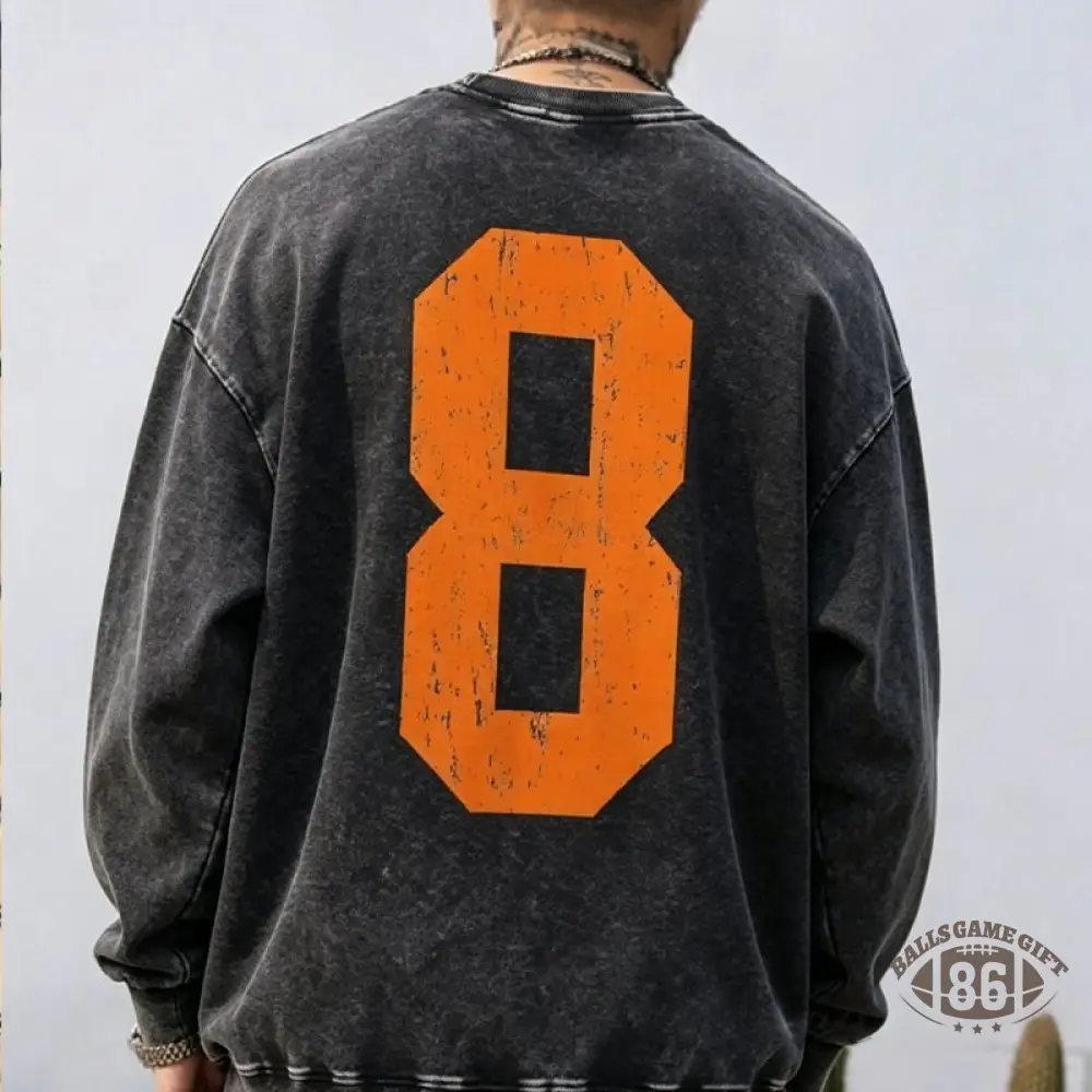 Custom Vintage Varsity Sport Team Number or Letter Washed T-Shirt Crewneck and Hoodie