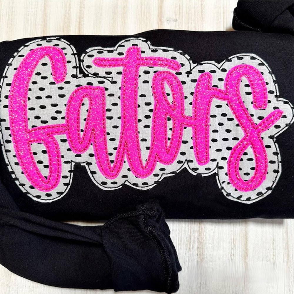 Personalized School Spirit  Applique Sweatshirt Glittered Applique Embroidery Team Name Apparel