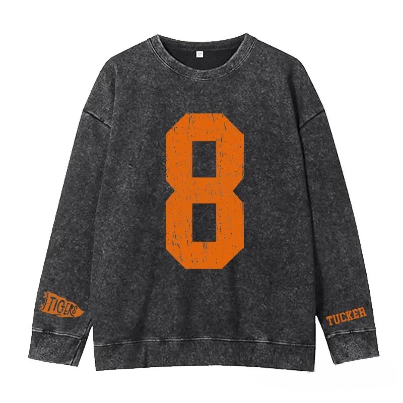 Custom Vintage Varsity Sport Team Number or Letter Washed T-Shirt Crewneck and Hoodie