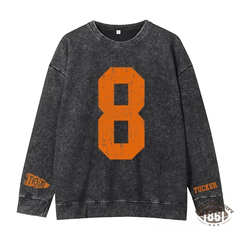 Custom Vintage Varsity Sport Team Number or Letter Washed T-Shirt Crewneck and Hoodie