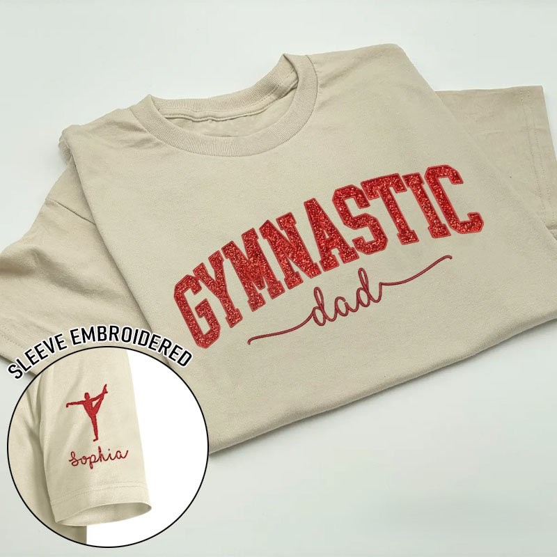 Proudstitch Personalized Custom Gymnastic Glitter Embroidery T-Shirt Gymnastic Family Gifts