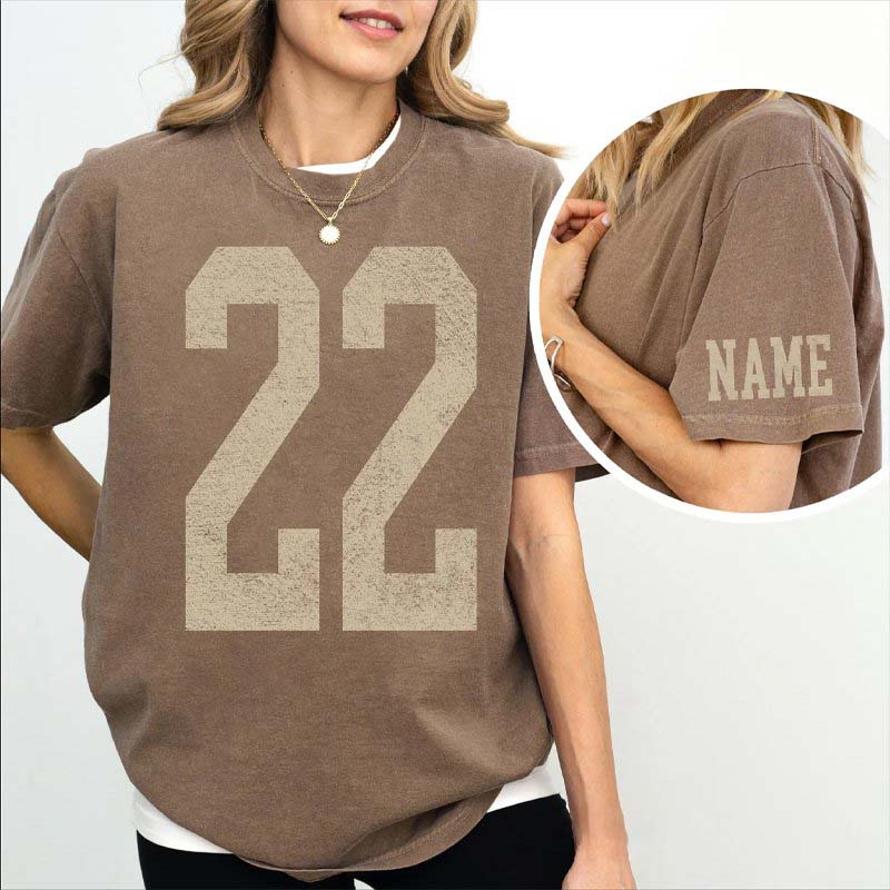 Proudstitch Custom Vintage Varsity Number or Letter Sport Team Washed T-Shirt