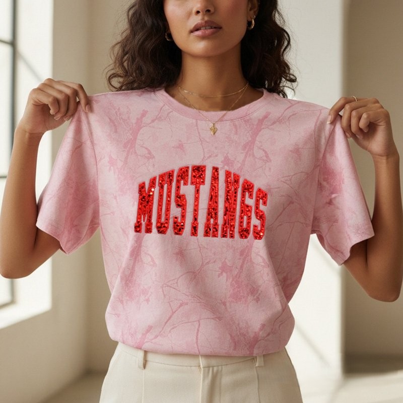 Personalized Custom Sequin Team Name Camo Sweatshirt Embroidered Sequin T-Shirt Hoodie