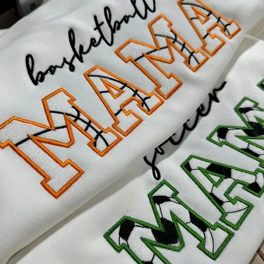 Embroidered Sport Mama Crewneck Sweatshirt Gifts for Sports Mom