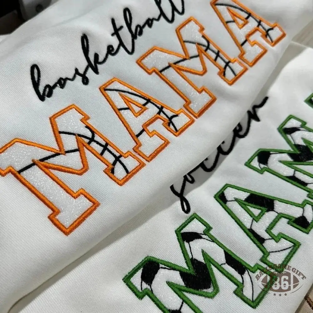 Embroidered Sport Mama Crewneck Sweatshirt Gifts for Sports Mom