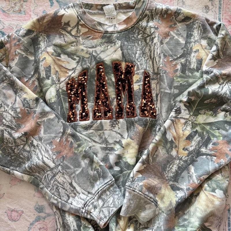 Personalized Custom Sequin Team Name Camo Sweatshirt Embroidered Sequin T-Shirt Hoodie