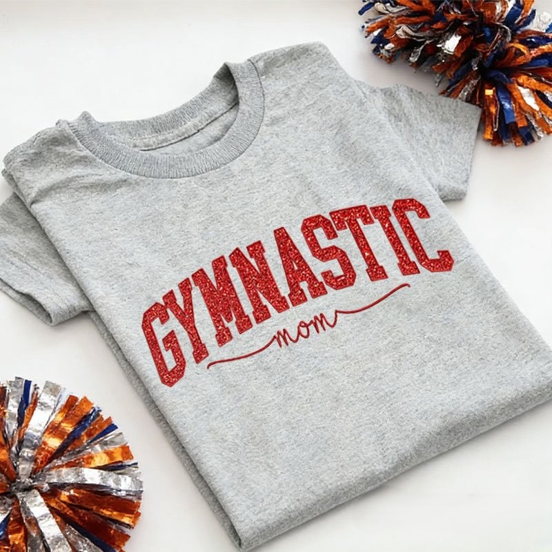 Proudstitch Personalized Custom Gymnastic Glitter Embroidery T-Shirt Gymnastic Family Gifts