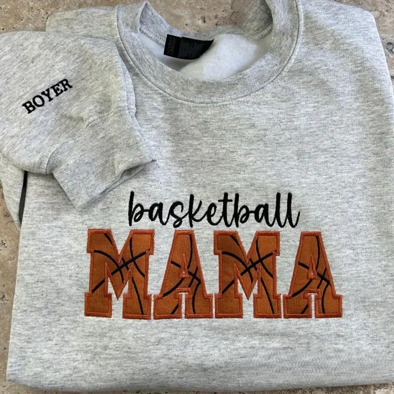Proudstitch Basketball Mom Embroidered Sweatshirt, Sports Mama Sweatshirt, Sports Mom Gift