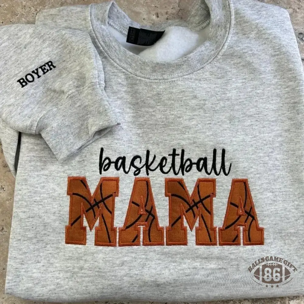 Proudstitch Basketball Mom Embroidered Sweatshirt, Sports Mama Sweatshirt, Sports Mom Gift