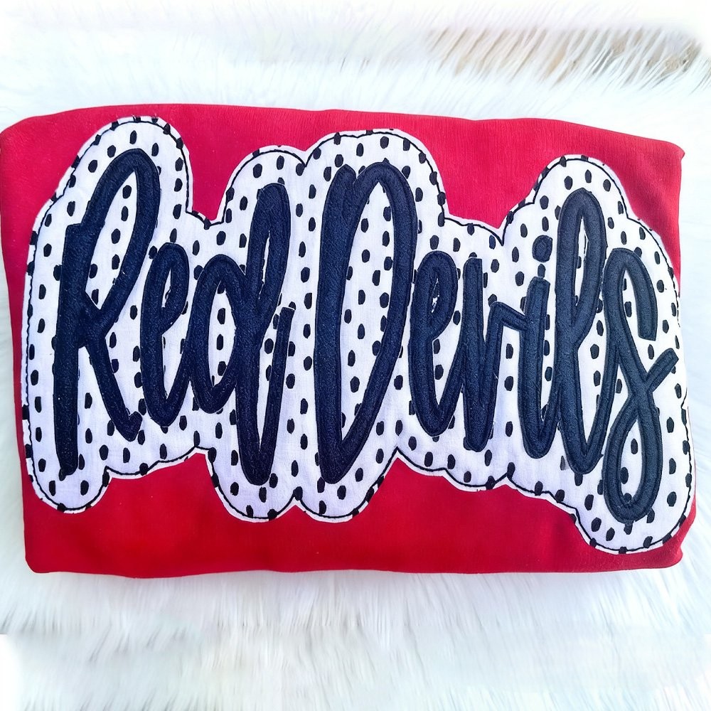 Personalized School Spirit  Applique Sweatshirt Glittered Applique Embroidery Team Name Apparel