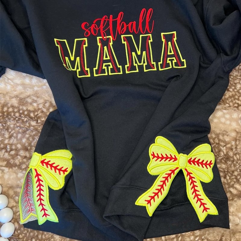Proudstitch Softball Mama Embroidered Sweatshirt Softball Mom Hoodie Sweatshirt T-Shirt
