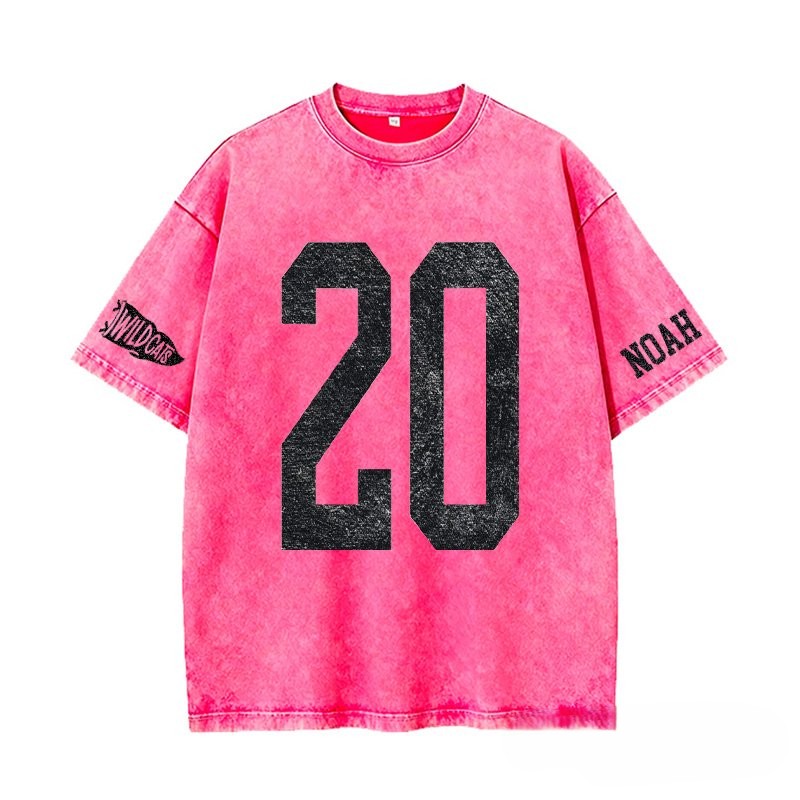 Proudstitch Custom Vintage Varsity Number or Letter Sport Team Washed T-Shirt