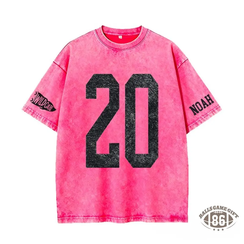 Proudstitch Custom Vintage Varsity Number or Letter Sport Team Washed T-Shirt