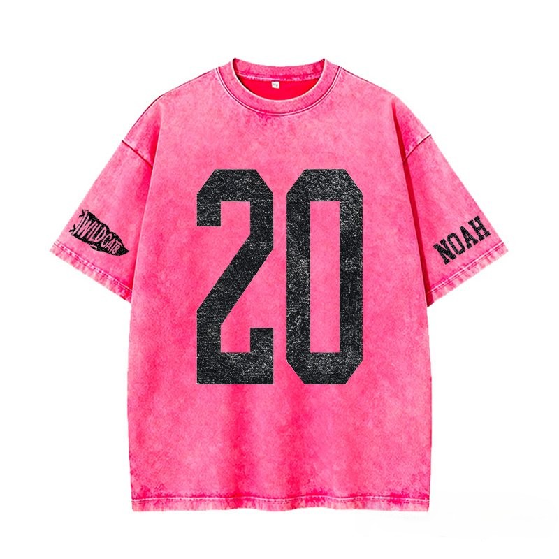 Custom Vintage Varsity Sport Team Number or Letter Washed T-Shirt Crewneck and Hoodie