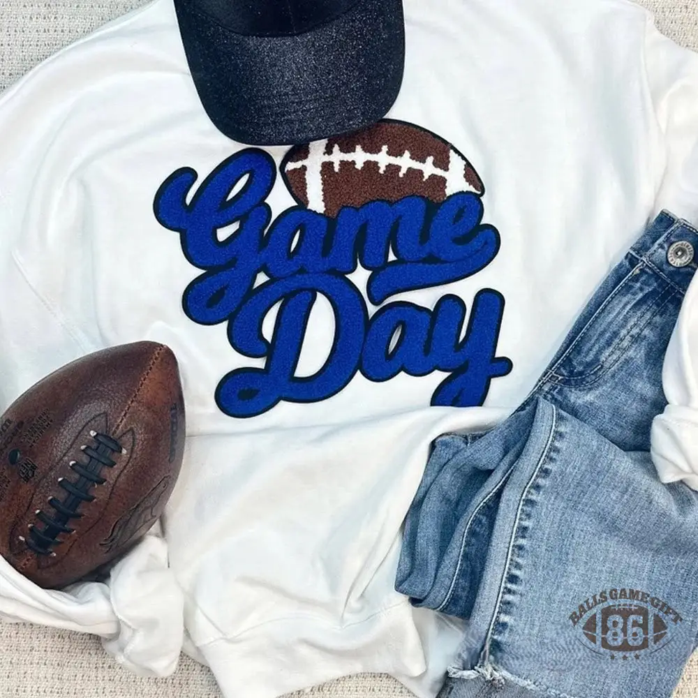 Game Day Football Chenille Patch Crewneck Sweatshirt