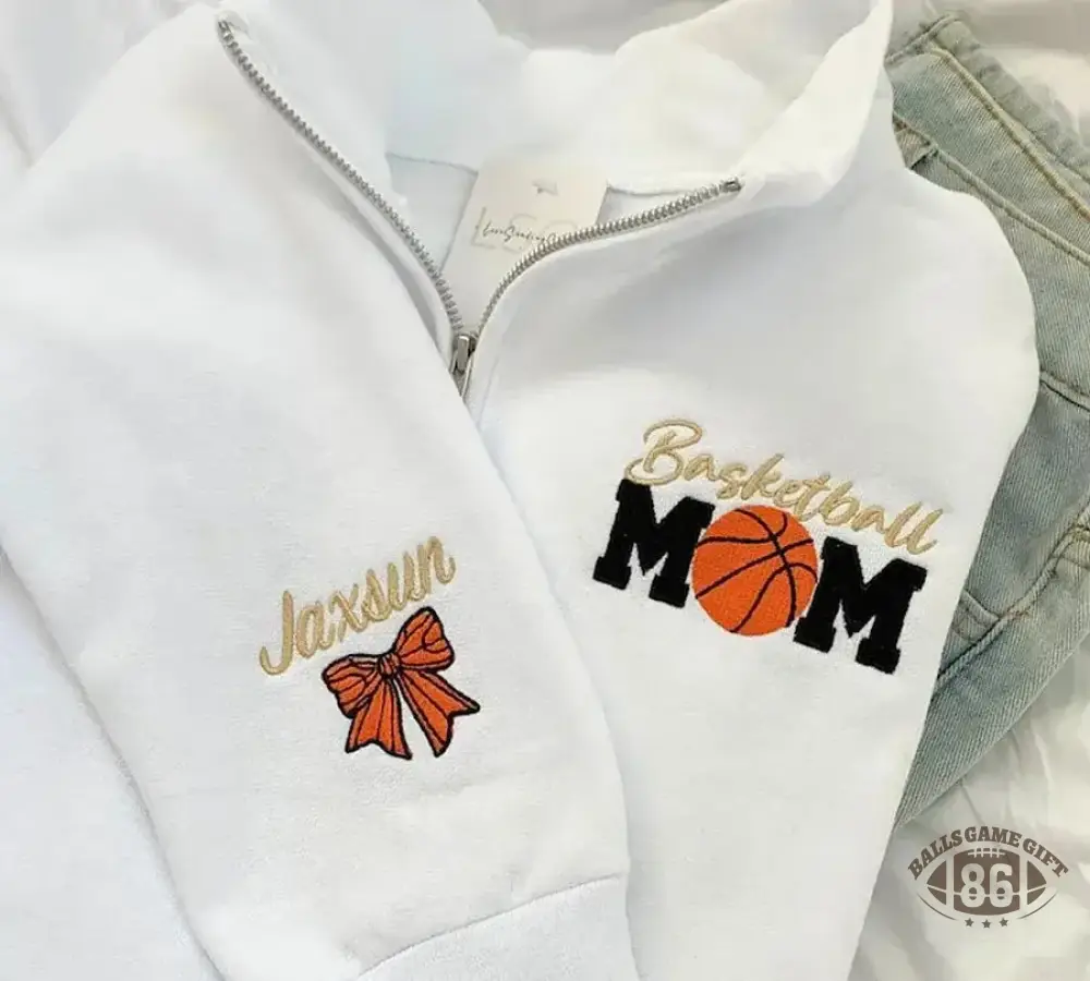 Personalized Basketball Mom Quarter Zip Sweater Gift for Team Mom Sweatshirt