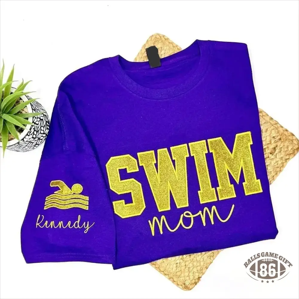 Personalized Embroidered Swim Mom T-shirt Sweatshirt or Hoodie Gift for Swim Mom | Gifts for Sports Mom