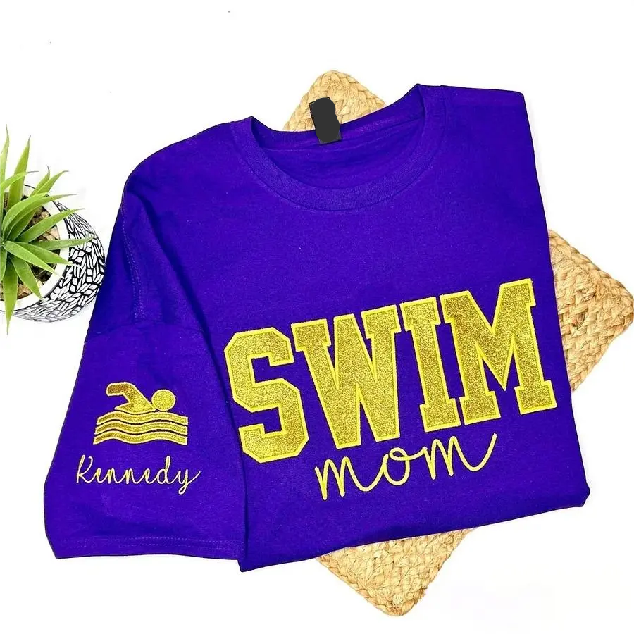 Personalized Embroidered Swim Mom T-shirt Sweatshirt or Hoodie Gift for Swim Mom | Gifts for Sports Mom