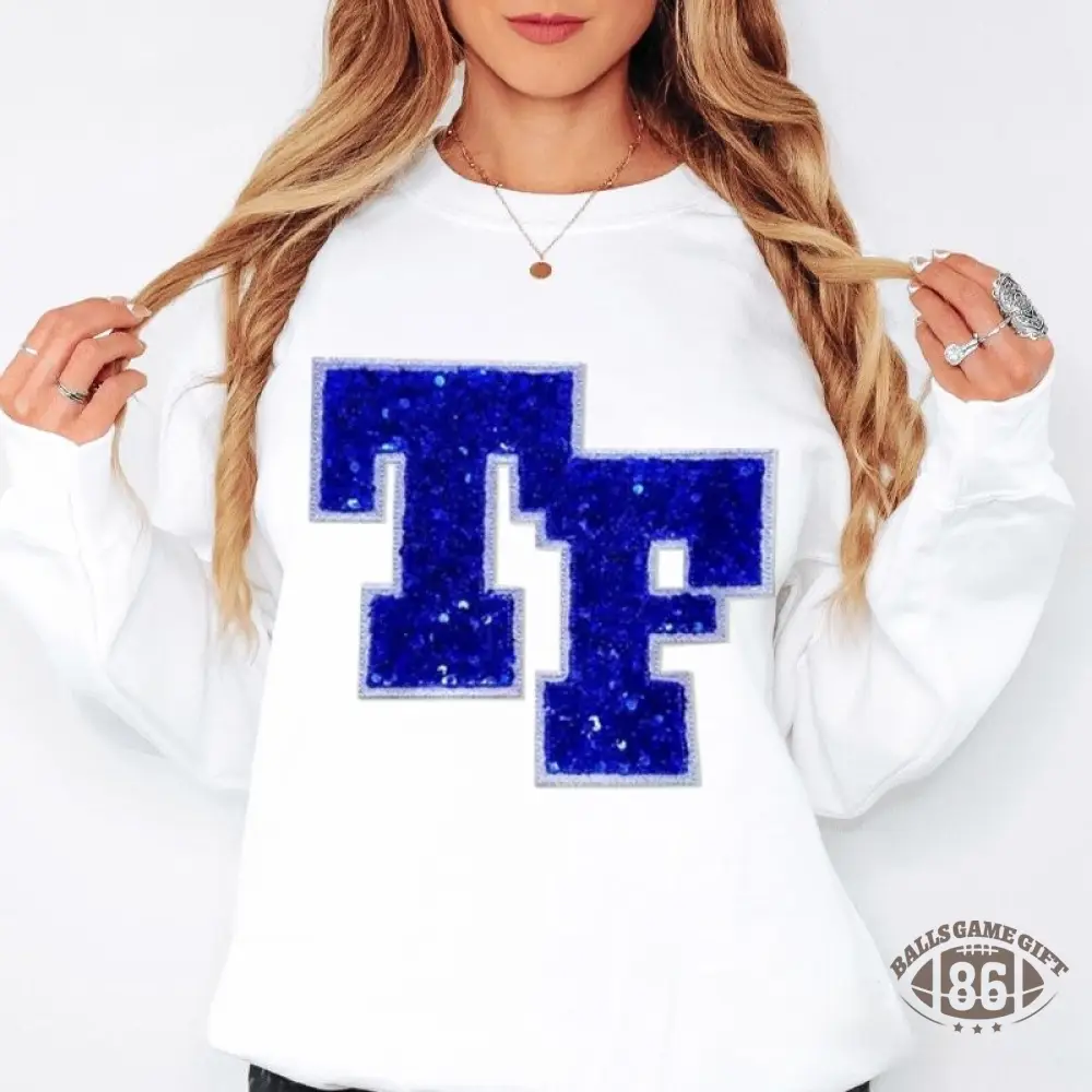  Personalized Sequin Number or Letter Sweatshirt Embroidered Team Initial Crewneck Hoodie T-Shirt