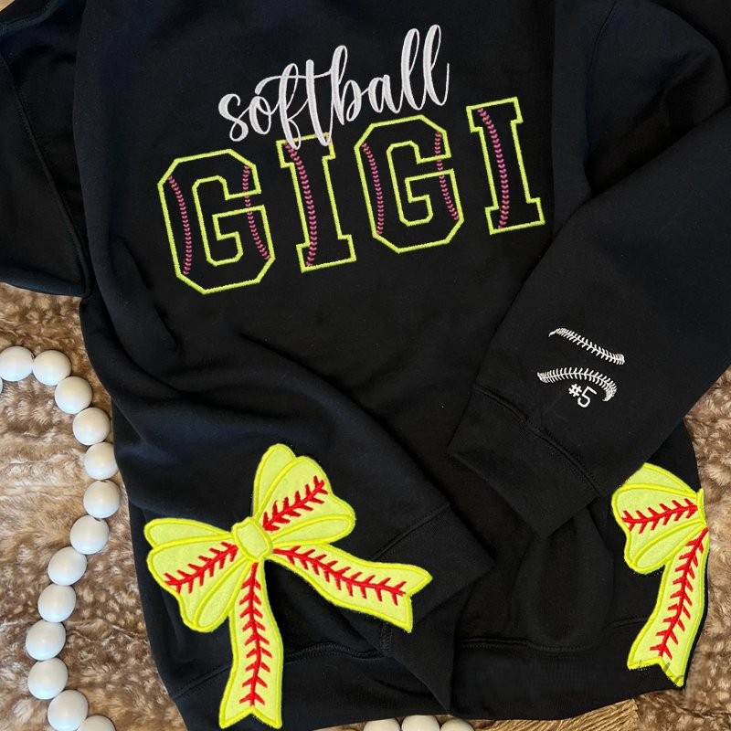 Proudstitch Softball Mama Embroidered Sweatshirt Softball Mom Hoodie Sweatshirt T-Shirt