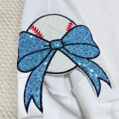 Personalized Sports Mom Sweatshirt Sequin Embroidery with Side Bows