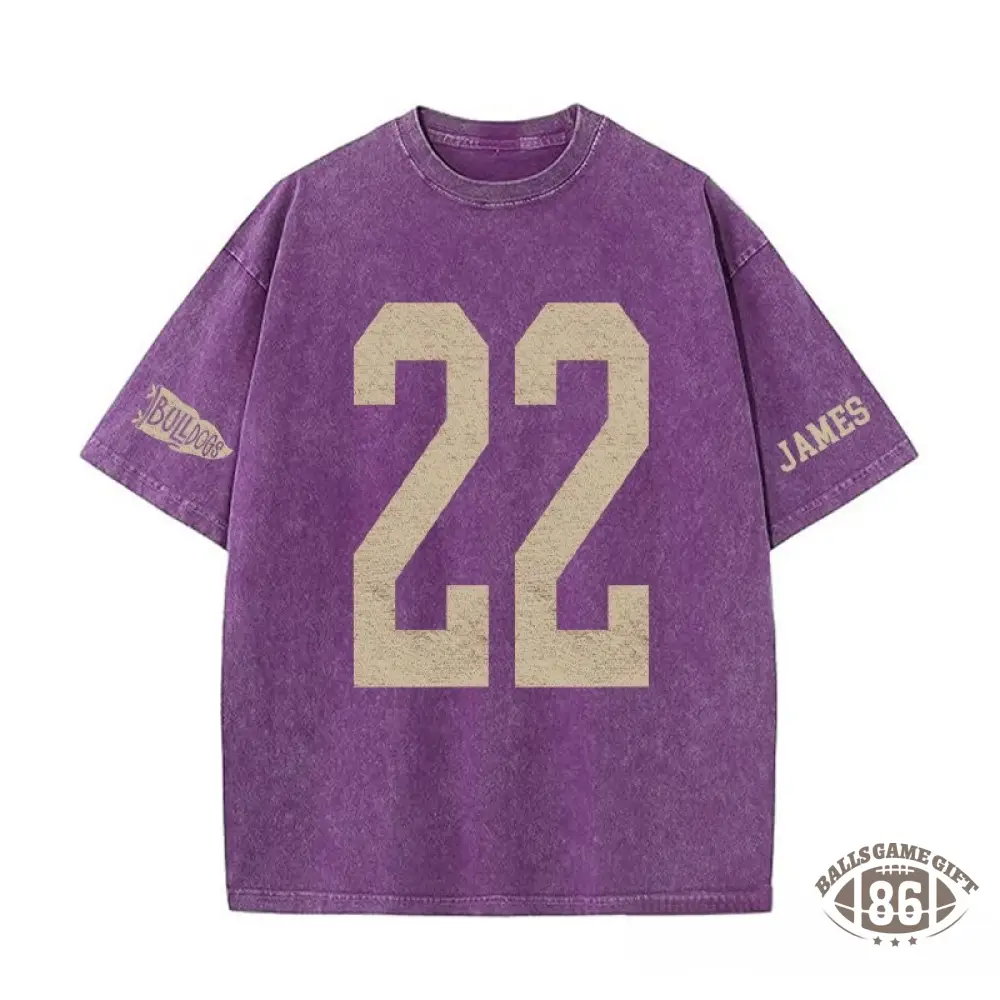 Proudstitch Custom Vintage Varsity Number or Letter Sport Team Washed T-Shirt