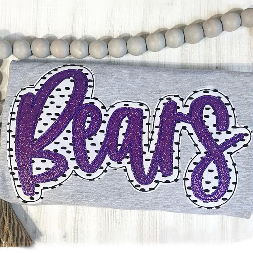 Personalized School Spirit  Applique Sweatshirt Glittered Applique Embroidery Team Name Apparel