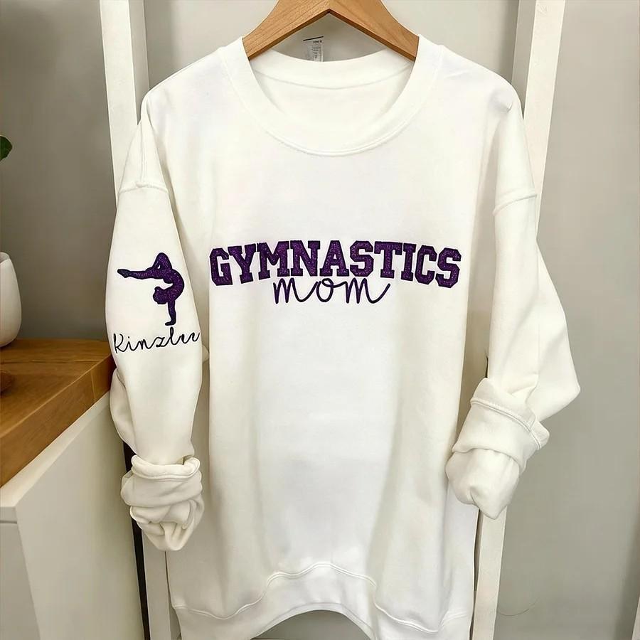 Personalized Embroidered Gymnastics Mom Sweatshirt Custom Gymnastic Crewneck