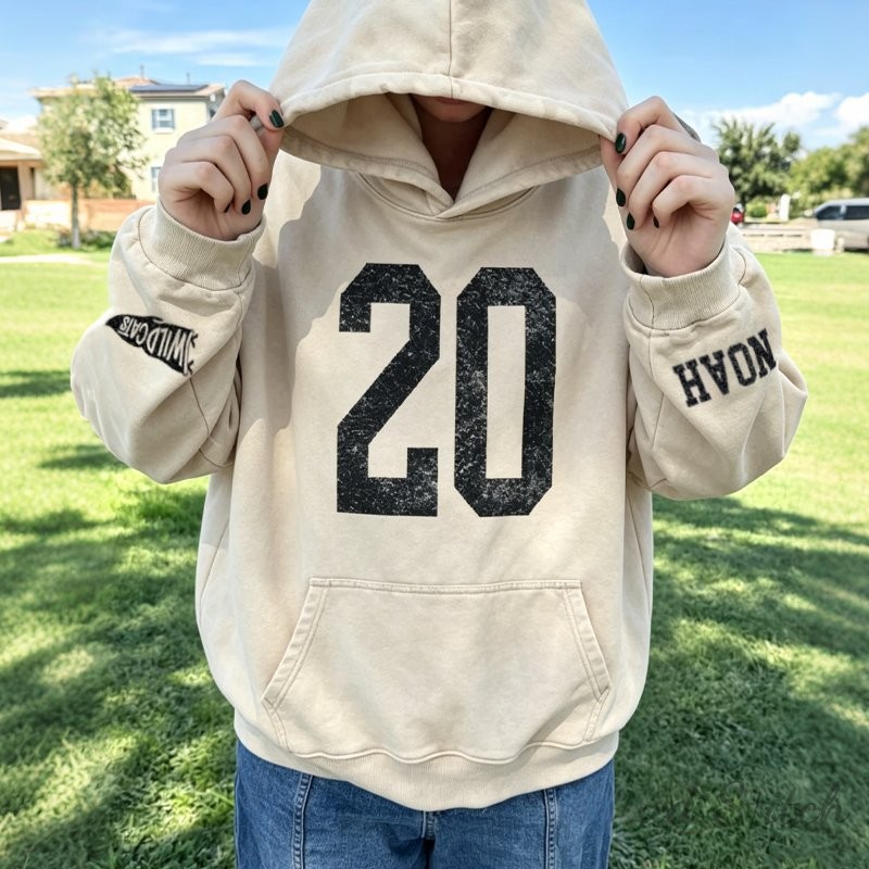 Custom Vintage Varsity Sport Team Number or Letter Washed T-Shirt Crewneck and Hoodie