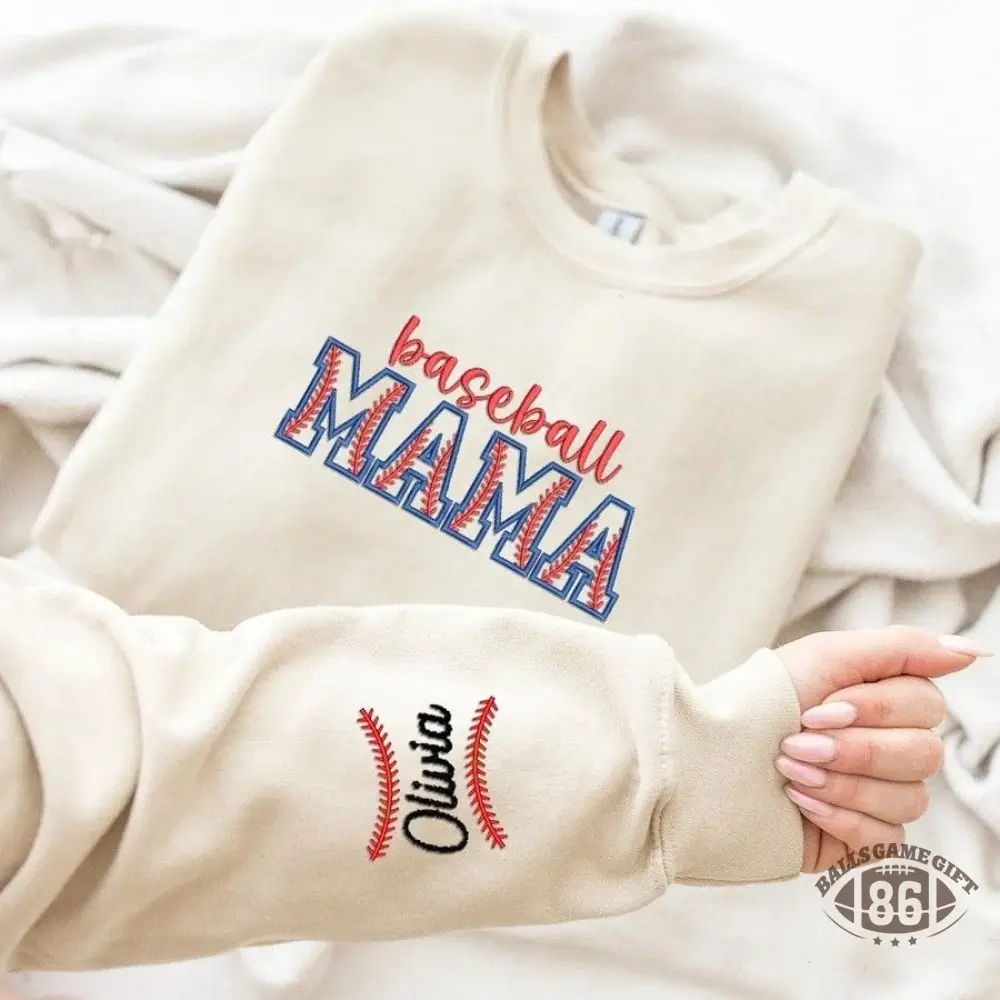Embroidered Sport Mama Crewneck Sweatshirt Gifts for Sports Mom