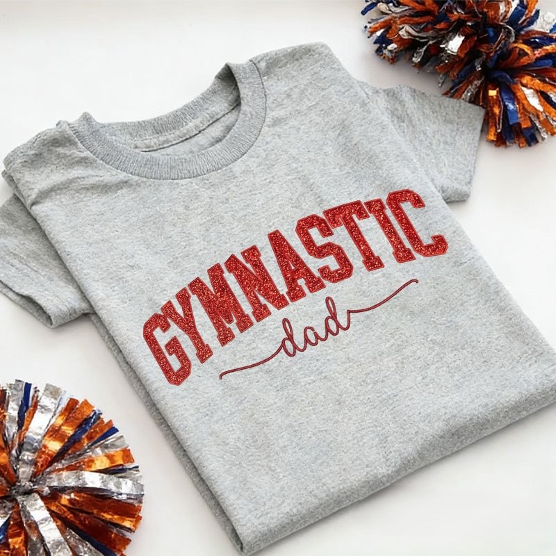 Proudstitch Personalized Custom Gymnastic Glitter Embroidery T-Shirt Gymnastic Family Gifts