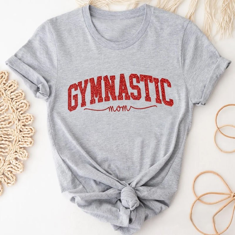 Proudstitch Personalized Custom Gymnastic Glitter Embroidery T-Shirt Gymnastic Family Gifts