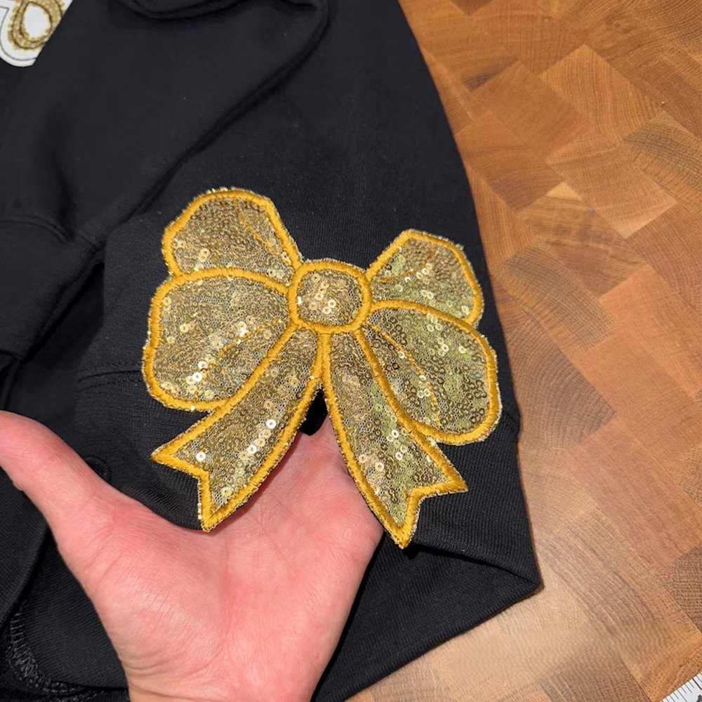 Personalized Team Name Sweatshirt Sequin Applique Coquette Side Bow Sweatshirt