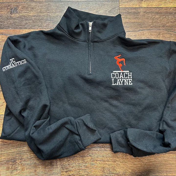 Gymnastics Coach Team Personalized Quarter Zip Pullover Sweatshirt Gifts for Sports Mom