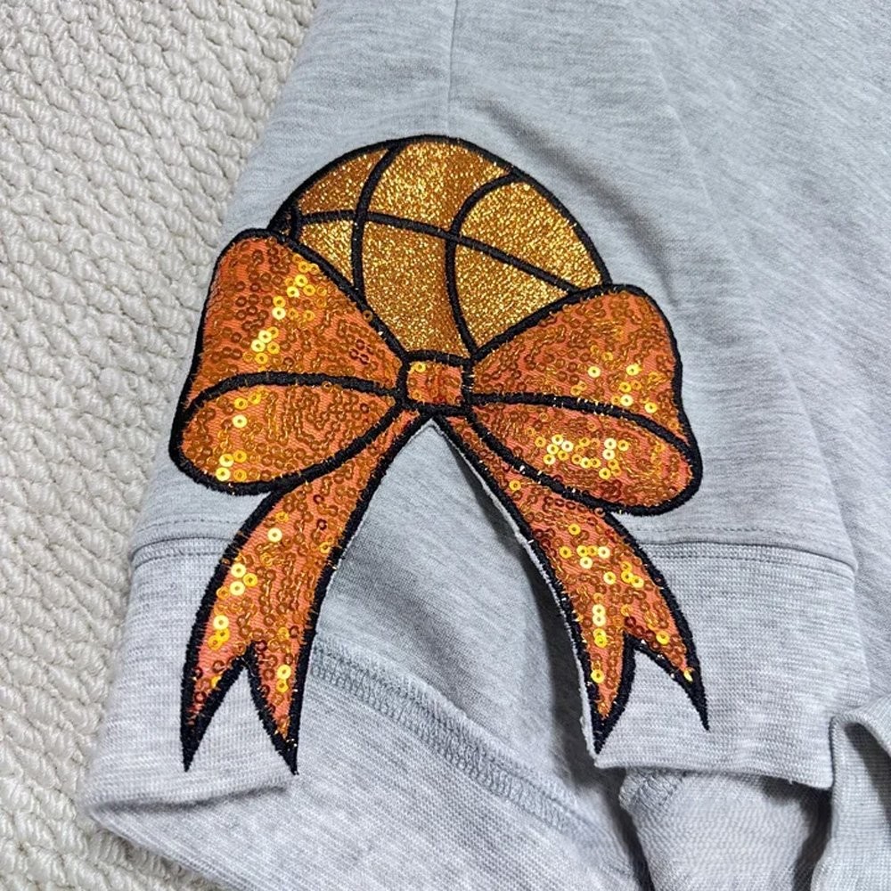 Personalized Sports Mom Sweatshirt Sequin Embroidery with Side Bows